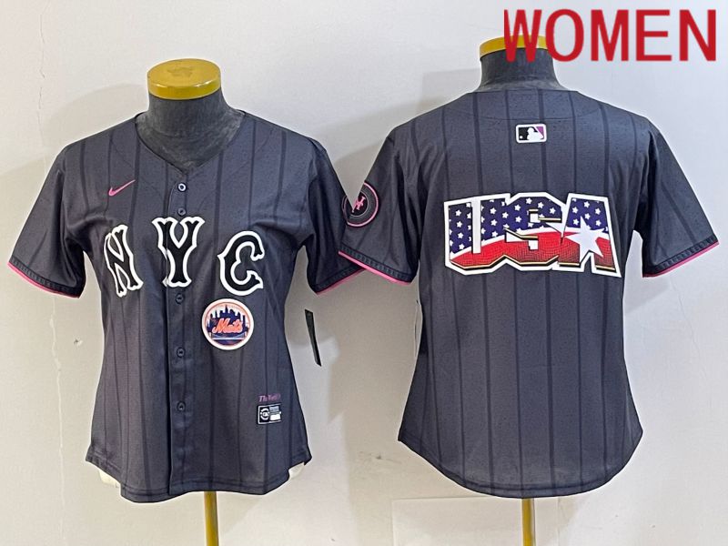 Women New York Mets Blank Black City Edition 2024 Nike MLB Jersey style 4->->Women Jersey